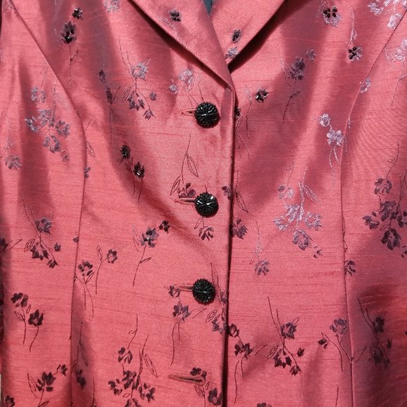 Vintage Lizzantti Shiny Red Jacket 3/4 Sleeve Tailored Slim Fit Four Button - Picture 12 of 13